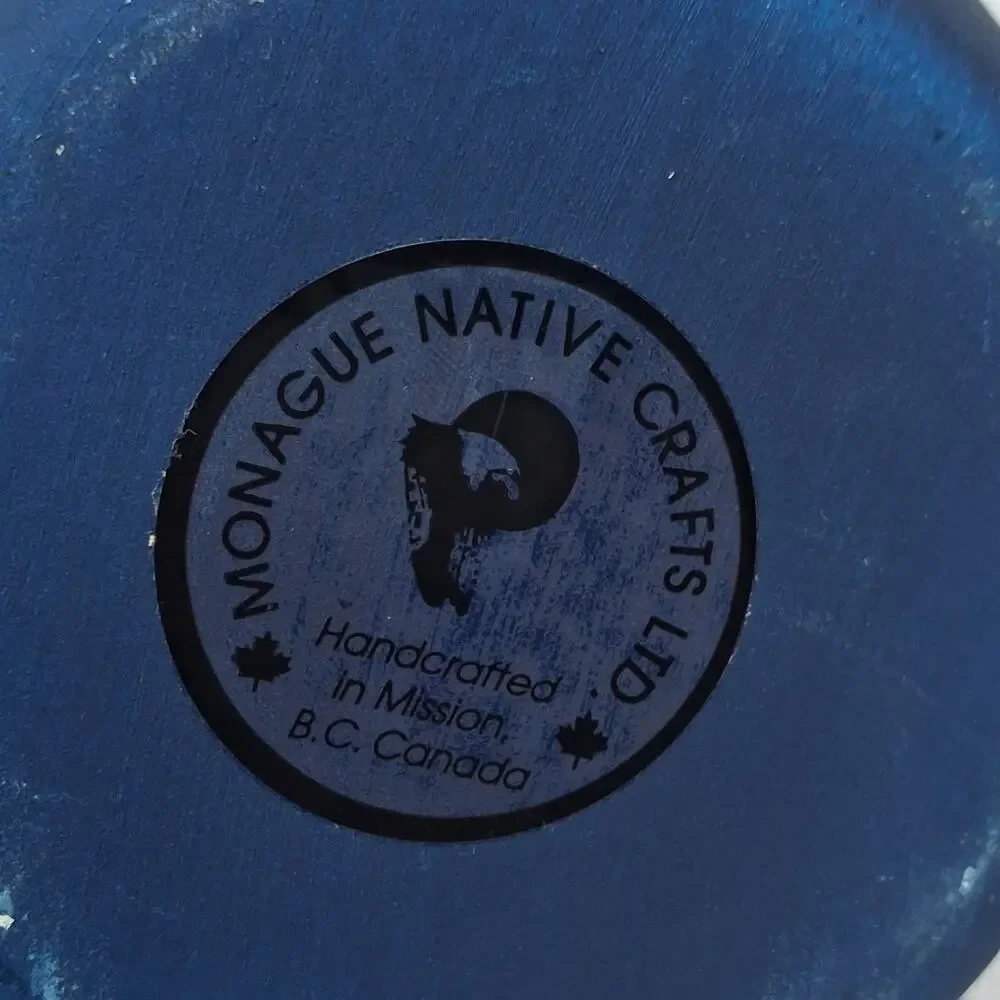 Monague Native Crafts Handcrafted Blue Ombre Ceramic Vase Urn Feathers Beads